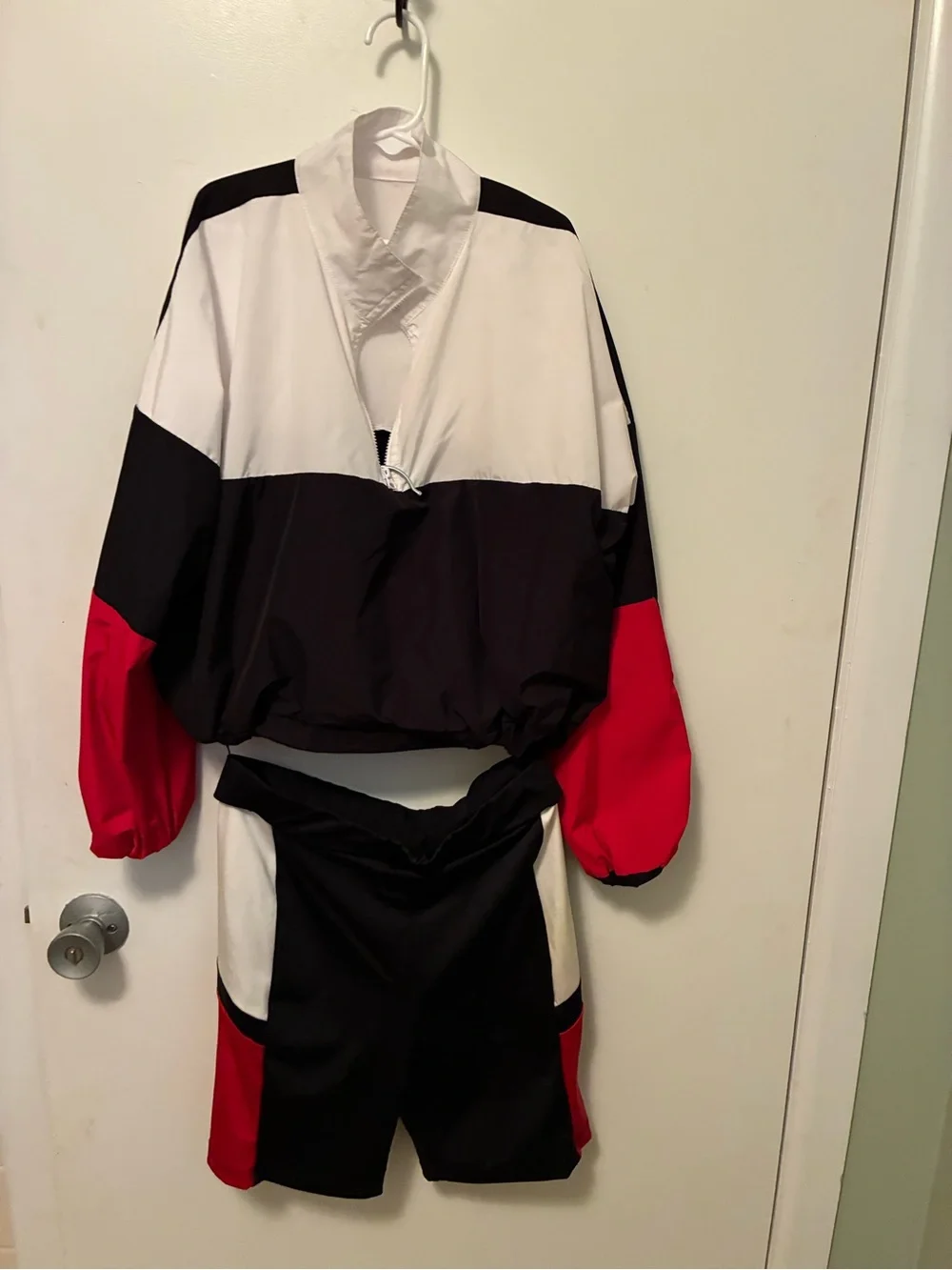 Kids Colorblock Dance Costume Jacket & Shorts - White, Black, Red
